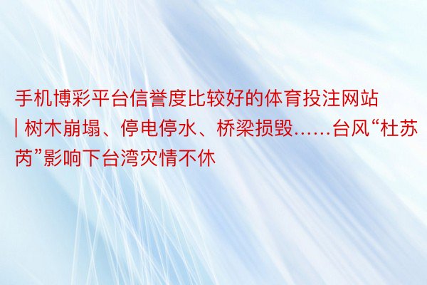 手机博彩平台信誉度比较好的体育投注网站 | 树木崩塌、停电停水、桥梁损毁……台风“杜苏芮”影响下台湾灾情不休