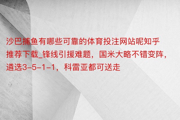 沙巴捕鱼有哪些可靠的体育投注网站呢知乎推荐下载_锋线引援难题，国米大略不错变阵，遴选3-5-1-1，科雷亚都可送走