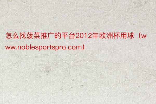 怎么找菠菜推广的平台2012年欧洲杯用球（www.noblesportspro.com）